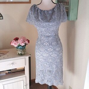 NWT SSXR Blue Gray Lace Dress